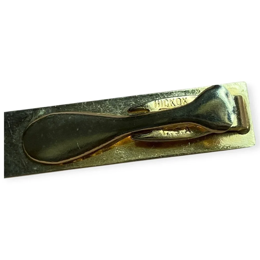 Vintage-Inspired Art Deco Tie Clip Gold Tone Geometric Retro Bar Clip Men Gift